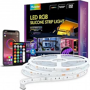 LED Strip Lights, 32.8ft Bluetooth RGB LED Lights with App Remote, Music Sync, Cuttable Outdoor Waterproof LED Strip, LED Lights for Bedroom, Kitchen, Patio, Pool Decor(2 Rolls of 16.4ft)