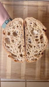 Shaping a loaf of sourdough bread, batard style. Crumb shows me that it was under fermented but since it was still very soft I wasn’t too upset about it. I mostly get disappointed with a bake if it has either giant holes or if it’s dry inside, which means it was severely under proofed. | The Early Rise