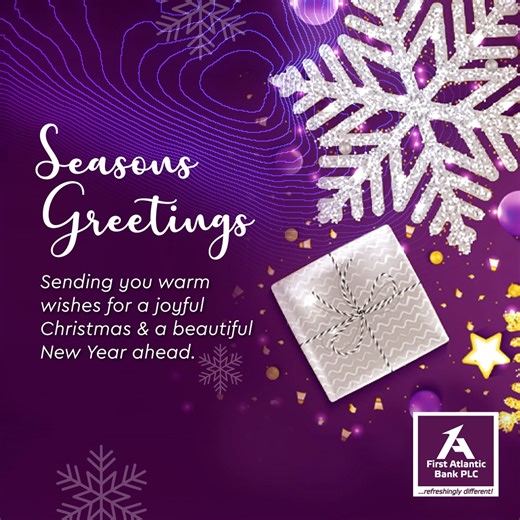 Sending you warm wishes for a joyful Christmas and a beautiful New Year ahead.💜 Merry Christmas from all of us at First Atlantic Bank.🎄 | First Atlantic Bank
