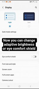 how to turn off/on adaptive brightness and eye comfort shield