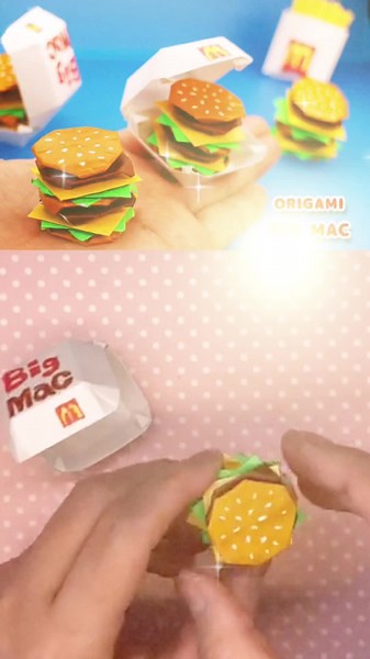 折り紙で作る箱付きビックマックの作り方