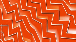 Motion Abstract Geometrical Shapes Transform Monochrome Background. Geometric Shape in retro screen in orange and white. Fast movement of zig zag pattern beat shapes in bright orange red colors