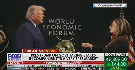 Fox’s Maria Bartiromo Grills Trump on US Taking a Stake in Intel and Other Companies: ‘How is That Free Market Capitalism?!’