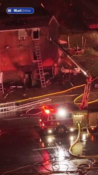 Aerial footage shows massive fire and debris after Philly plane crash