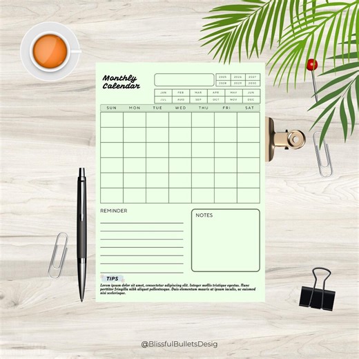 Monthly Calendar Printable – Minimal Monthly Planner | A4 A5 US Letter - Etsy
