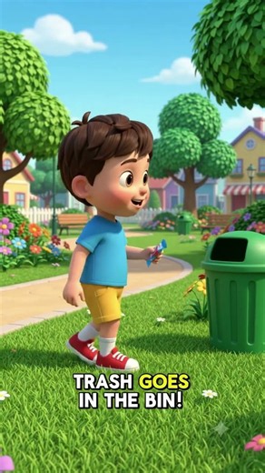 Can YOU Keep the Park Clean? 🗑️🌳 Good Habits for Kids! #Shorts