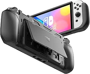 Dexnor Shockproof Case for Nintendo Switch OLED Model (2021), Rugged Protective Case with Adjustable Kickstand, MicroSD & Game Card Storage Slots for Nintendo Switch OLED and Joy-Con Controller