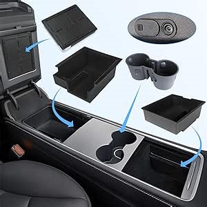 SEGUMA 5PCS Center Console Organizer Tray for Y/3 2024 2023-2021, Car Center Console Organizer with Flocked ABS Armrest Storage Box Cup Holder Webcam Cover(Not Compatible for 3 2024)