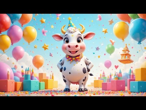 ✨ “Colorful Cow Celebration – Shapes, Stars & Fun Learning for Kids!” ✨