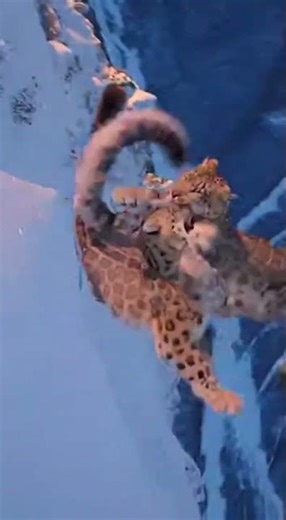 Snow Leopard's Majestic Snowy Slopes Adventure! #SnowLeopard #Wildlife #Nature