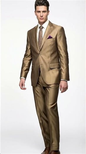 Mens Gold Brown Tan Beige Khaki Bronze Formal Suit – Luxury Metallic Finish Wedding and Prom Suit