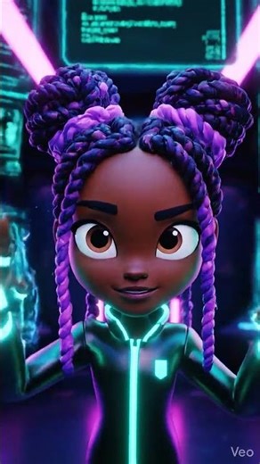 Cartoon girl hacker controlling hologram screens #magic #fortnite #disney #anime#hacker