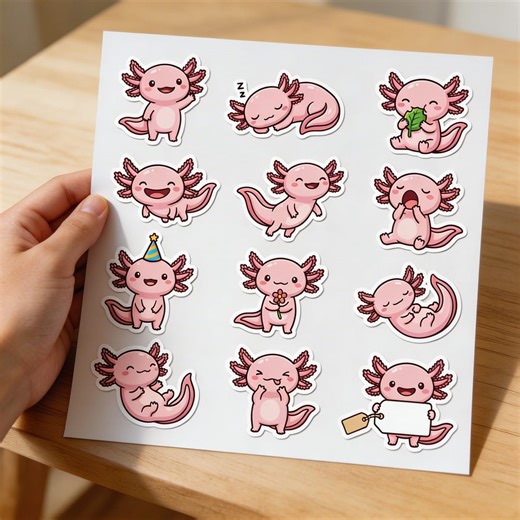 Custom Text Sticker Sheet Axolotl Hanging Tag Labels - Cute Chubby Axolotl Blank Name Tag Sticker, Perfect Cute Gift & Planner Favor - Etsy
