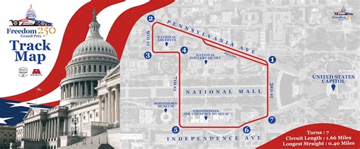 IndyCar reveals track layout for Freedom 250 Grand Prix race in Washington D.C.