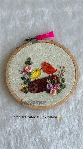 Very Easy Hand Embroidery Design For Beginners❤️Two Birds In A Forest Embroidery By Gossamer | DIY