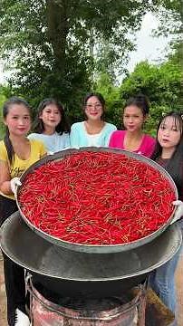 Cooking fried chili with fried chicken yummy recipe