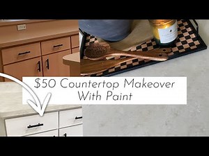NO FUMES $50 I Painted Our Countertops! DIY Easy Countertop Paint High End Look Kitchen Makeover