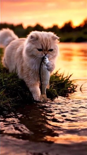 The Cat Dives In and Starts the Fish Chase #DiveChaseCat