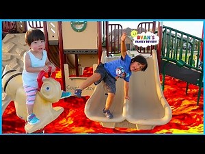 The Floor is Lava Kids Pretend Play at the Playground with Ryan's Family Review!!
