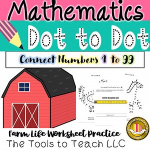 Farm Life 8 Connect Dot-to-Dot Worksheet Packet Numbers to 99 Kindergarten
