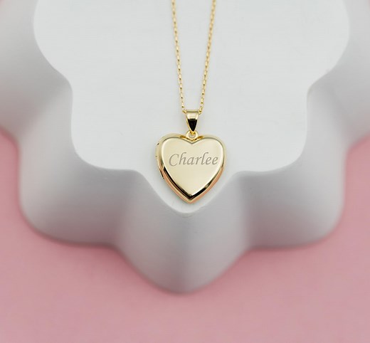 Personalized 14K Gold-plated Heart Locket Charm Necklace for Little Girls, Kids, Teens or Women, Locket That Opens, Granddaughter Gift - Etsy
