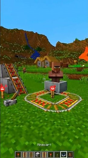 Minecraft Villager Launcher 🚀 Easy Rail Tutorial! #minecraft