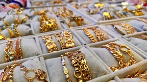 Gold Jewelry in Boxes at the Jeweler