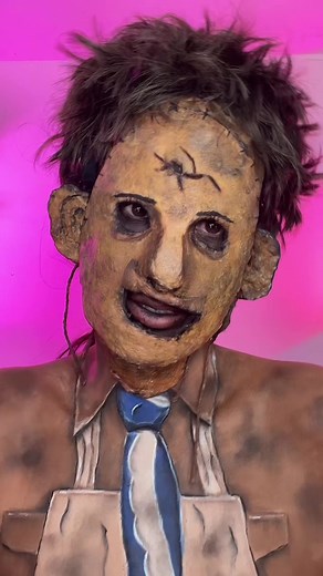 #greenscreen 🪚 leatherface Halloween Makeup Tutorial featuring special effects makeup and homeade prosthetics