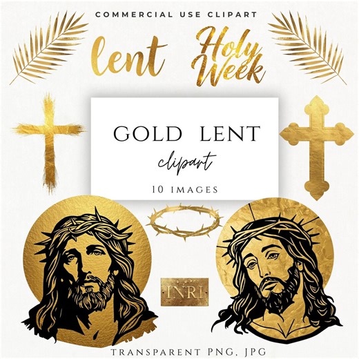 Lent Clipart PNG | Gold Crown of Thorns, Jesus Christ & Cross | Catholic Holy Week Graphics Bundle Commercial Use - Etsy