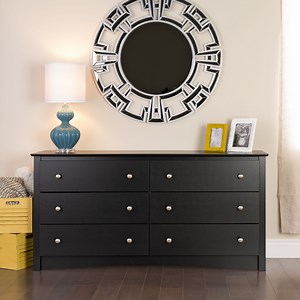 Prepac BDC-6330 Sonoma Bedroom Dresser, 6-Drawer, Black