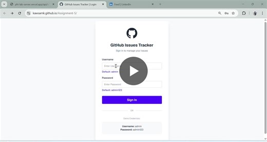 Project Title: GitHub Issues Tracker Project Link: https://lnkd.in/gdmnS4re Description: Developed an interactive GitHub Issues Tracker web application designed to help developers manage and monitor… | Kawsar Hamid