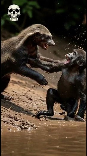 Unthinkable! 💥 Honey Badger vs Baby Gorilla 🦍 #shorts