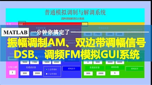 【430】基于matlab的信号处理GUI人机交互，功能完成包括振幅调制AM，双边带调幅信号DSB，单边带信号SSB，调频FM模拟调制在内的调制解调过程