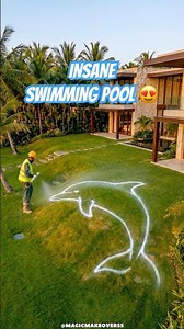 THIS POOL IS INSANE 😱 Dolphin shaped swimming pool #viralvideo #satisfyingvideo #swimmingpool #fyp
