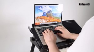 Foldable Laptop Bed Tray Desk Adjustable Lap Table Notebook Desk with Cooling Fan Mouse Board USB Ports LED Light Laptop Stand for Bed Sofa Couch