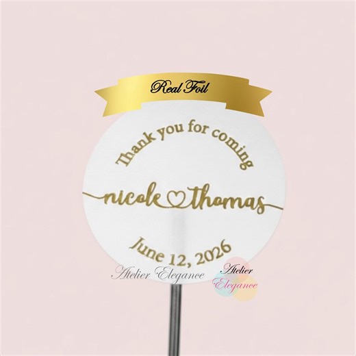 Foil Label, Round Labels, Custom Thank You Label, Any Name Date, Envelope Labels, Stickers, Customized, Wedding, Gold Foil, Nd4a - Etsy