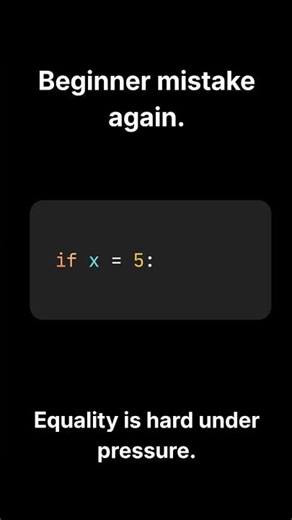 Equality is hard under pressure.#python#codingmistakes#programmerhumor#developerlife#shorts