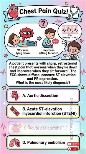 Diffuse ST Elevation? Check the PR Segment!(Pericarditis vs. MI) 📉#usmle#meded #shorts #medstudent t
