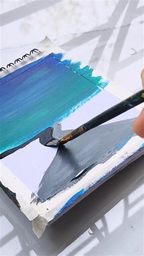 Mountain 🌄 Scenery #tutorial #new #art #60dayschallenge #diy #acrylicpainting #followme #mountains