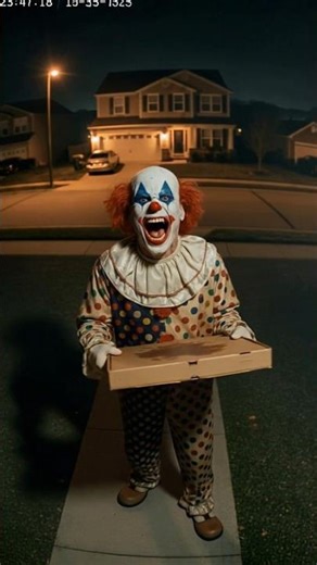 Creepy Clown Delivery Caught on CCTV – Terrifying Pizza Prank! #horror