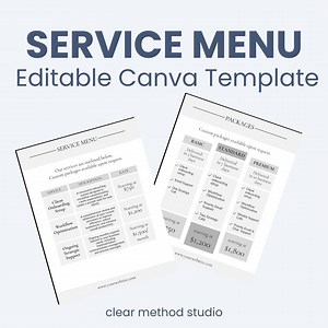 Editable Service Menu Template | Canva Pricing Guide (digital Download) - Etsy Canada