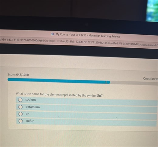 What is the name for the element represented by the symbol Sn? ... | Filo