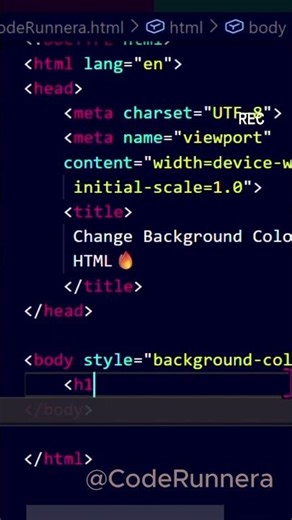 How to Change Background Color in HTML 🔹| HTML Style Attribute Sikhe 💻| Beginner Short | CodeRunnera