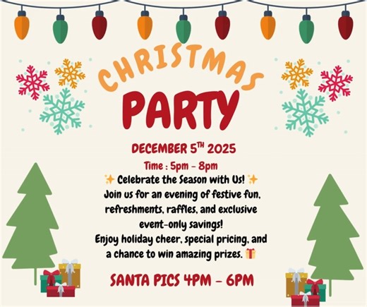  You’re invited to our Christmas Party!  Sip, snack, and save with:  Drinks & treats ️ Raffles  Exclusive event pricing, amazing savings It’s our way of saying thank you — and celebrating the season in style! ❤️  Friday December 5th, 5pm - 8pm #HolidayEvent #ChristmasParty #ExclusiveSavings #CheersToGlow #GlowAndSave #shoplocal #SantaIsComing #Specials #BigSavings #SantaPhotos | Expressions MedSpa | Facebook