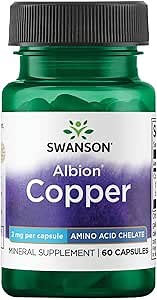 Swanson Albion Chelated Copper 2 Milligrams 60 Capsules