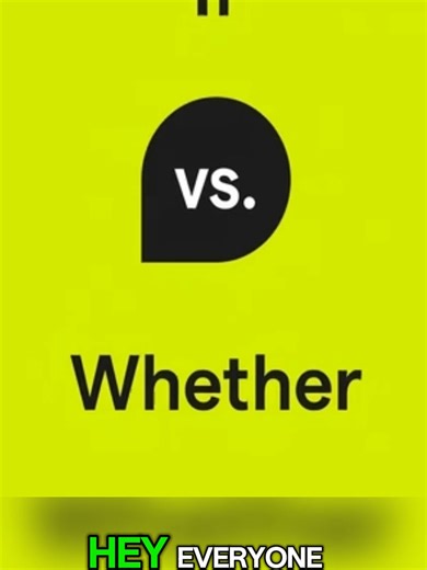 IF vs WHETHER /// Many English learners ask /// what is the difference between if and whether /// Let’s keep it simple /// First /// IF /// We use if for conditions /// when something depends on another thing /// For example /// If it rains /// I will stay home /// If you study /// you will pass /// Important /// Whether cannot be used here /// Only if /// Now /// WHETHER /// We use whether when there are two options /// this one or that one /// yes or no /// For example /// I don’t know whether