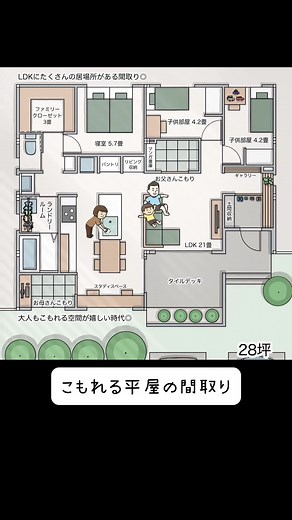 大人も楽しむ秘密基地の平屋間取り