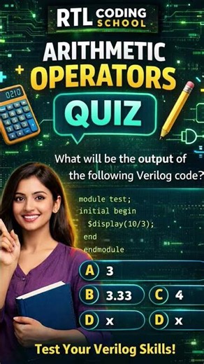 verilog Arthrmatic operator | Quiz program| ‪@RTLCodingSchool‬ #verilogtutorial #shorts
