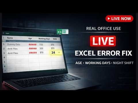 LIVE Excel Error Fix | Age, Working Days, Night Shift Formula Errors (REAL Office Use)