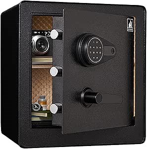 KAER Safe Box 1.54 Cubic Feet Home Safe Digital Combination Lock Safe with Keypad LED Indicator for Pistol Cash,Money Safe,Jewelry,Important Documents